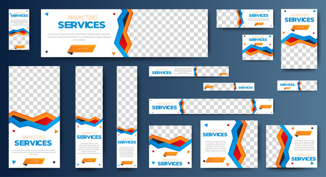 Editable business web banners template design with image space. vector