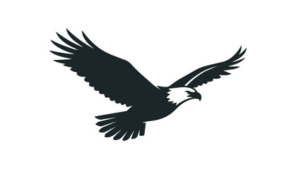 Fototapeta premium Majestic Bald Eagle in Flight Silhouette Graphic.