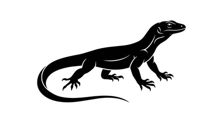 Fototapeta premium Black Silhouette of a Komodo Dragon Lizard.