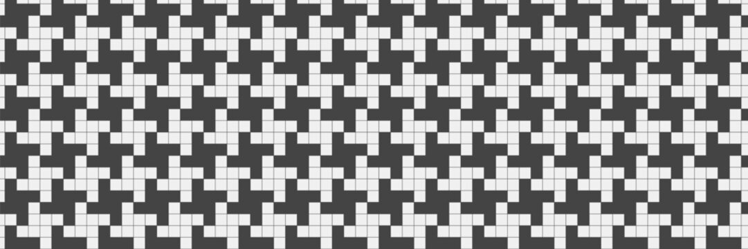 Geometric seamless mosaic pattern with modern ceramic tile, square shapes, and chaotic brick floor for cafe and bathroom designs. Vector
