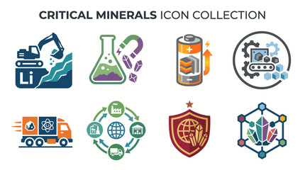 Critical Minerals Icon Collection Vector Illustration Set. © BANJARETNO