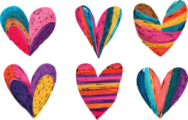 Obraz premium set of colorful heart shaped flags