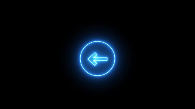 Neon line swipe left navigation animation. Blinking arrows, right-to-left arrow looping animation direction. arrow pointing left. direction symbol indicating back or previous page