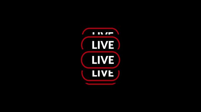 Animation of live button with scrolling animation. Loop.