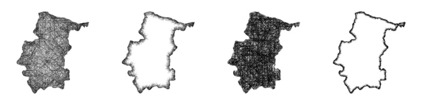 Sketch black and white Vratsa (Bulgaria) outline map design set