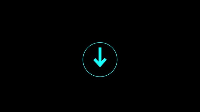 Circular progress loading bar, downward arrow internet transfer symbol animation. Download arrow animation for file transfer, mobile app button, cloud saving icon. indicating a download or directional