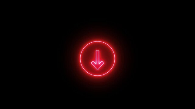 Neon indicating a download or directional movement animation. downward arrow animation, Up to Down -directional arrow loop animation. Arrow sign animated