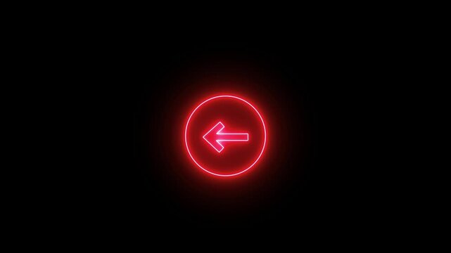 Neon line swipe left navigation animation. Blinking arrows, right-to-left arrow looping animation direction. arrow pointing left. direction symbol indicating back or previous page