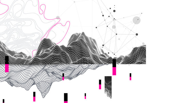 Abstract art wireframe background. Modern science or technology art elements. Surface illustration.
