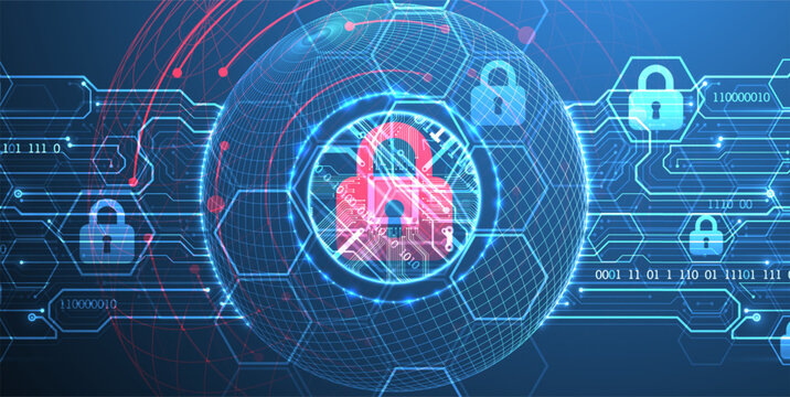 Data security Illustrates cyber data or information privacy idea. Color abstract  technology background.