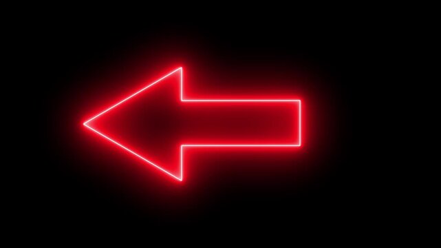 Neon arrow right to left direction concept. Arrow pointing right side, beautiful left side neon arrow icon animation. 