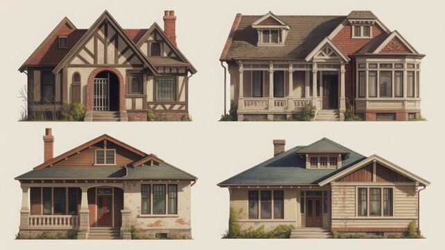 Vintage American Heritage House Icon Collection Pack