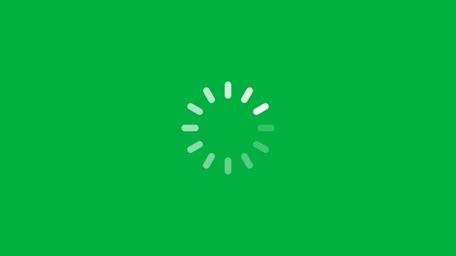Rotating circular loading spinner on green screen for easy chroma key compositing animation