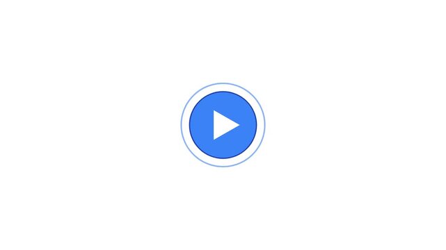 Minimalist play button animation on clean animation white background, media player