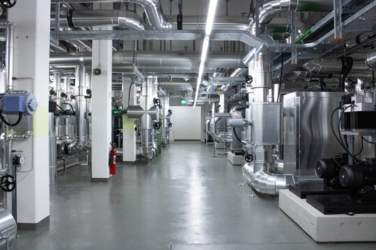 Lugano, Ticino, Switzerland - 18 March 2026: View of the technical infrastructure and cooling pipes inside the Swiss National Supercomputing Centre in Lugano, Ticino, Switzerland.
