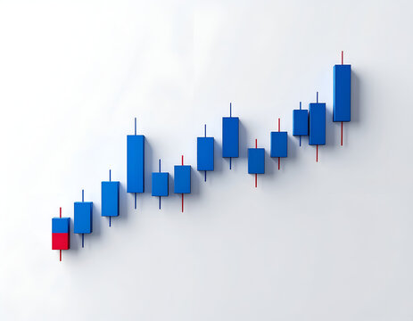 Financial Stock Market Candlestick Chart Showing Upward Trend.