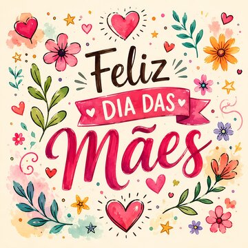 feliz dia das maes watercolor 