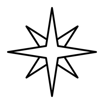 Eightpointed star icon, compass rose symbol, navigation sign isolated on transparent background