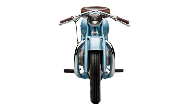 Vintage blue motorcycle front view