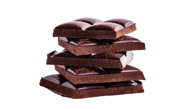 Stack of dark chocolate bar pieces