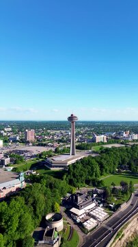 Skylon Tower in Niagara Falls Cityscape Aerial View
