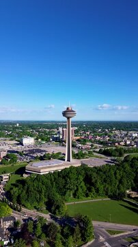 Aerial Drone View of Skylon Tower in Niagara Falls