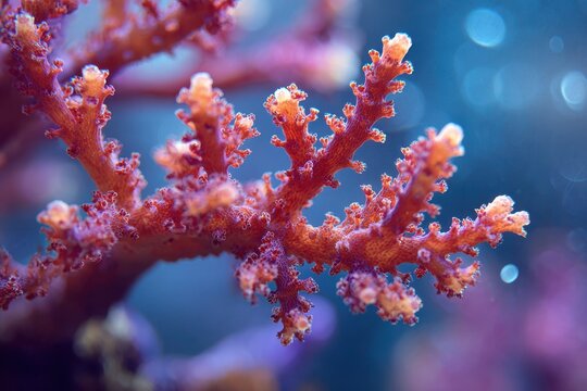 Vivid red SPS coral close-up showing polyps and texture