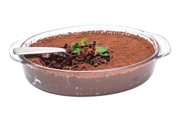 Rich Chocolate Mousse with Cocoa Powder and Mint © Khalilur