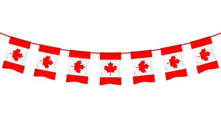 Obraz premium Canadian flags, red and white bunting, Canada day decorations, patriotic garland