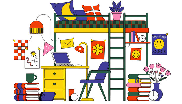 Bunk Bed with Desk and Chair.