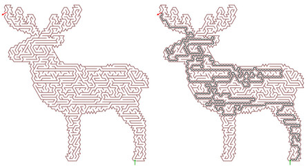 Line art reindeer design in minimalist style on white background   © Alla