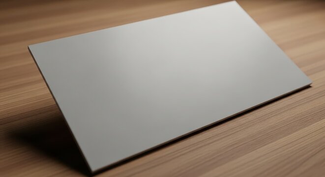 Blank gray metal plate on wood.