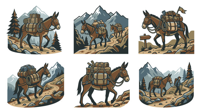 Donkey with Saddle and Cargo.