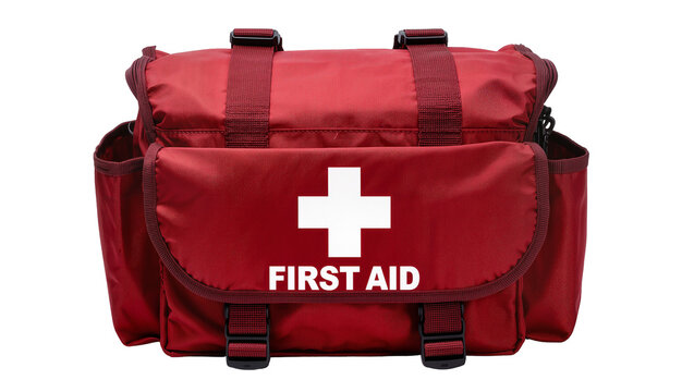 Red First Aid Kit Bag with White Cross Symbol