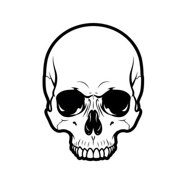 Cartoon skull with cute crossbones face expression.