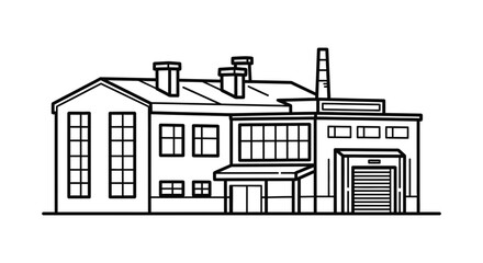 Fototapeta premium Industrial Factory Building Line Art Icon