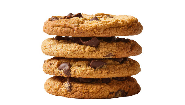 Stack of four chocolate chip cookies