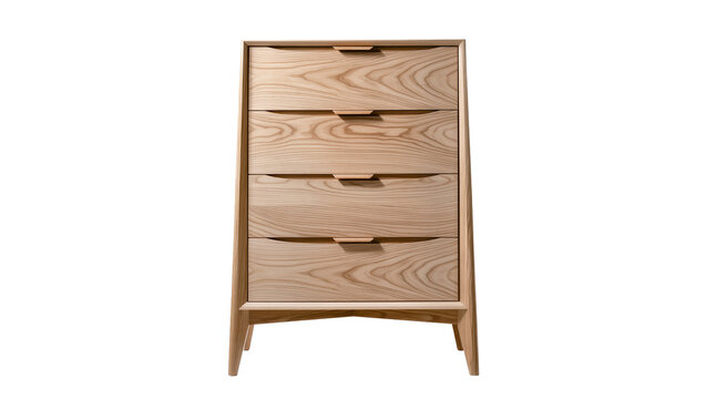 Modern wooden chest of drawers with five drawers and tapered legs