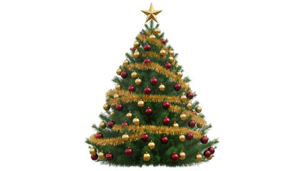Obraz premium Decorated Christmas Tree with Red and Gold Ornaments and Star