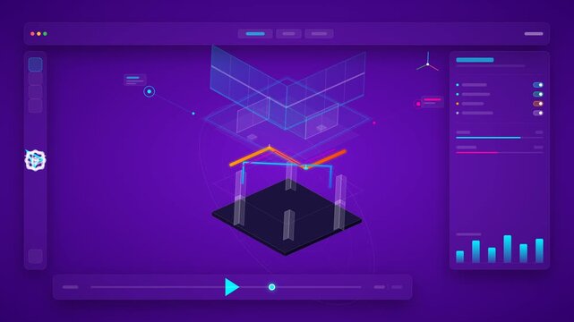 Digital 3D Architectural Blueprint Design Interface Software Analysis