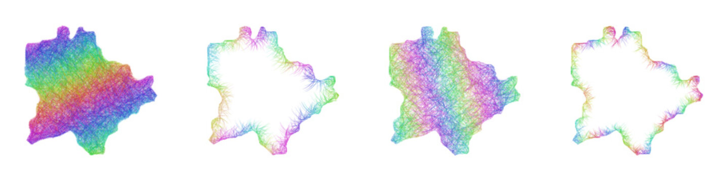 Rainbow sketch Budapest map design set