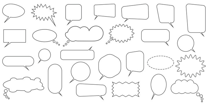 Collection of comic book speech bubbles and text boxes