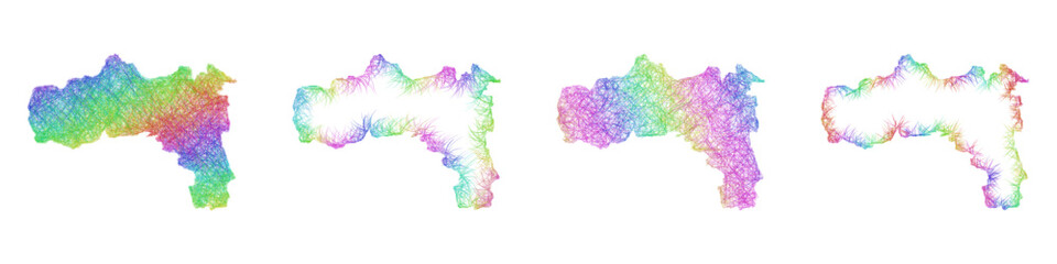 Fototapeta premium Rainbow color sketch Tigray map design set