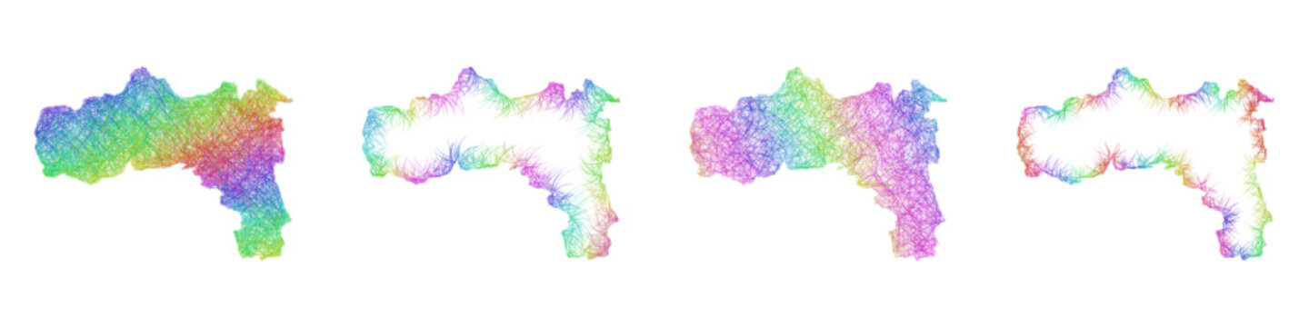 Rainbow color sketch Tigray map design set
