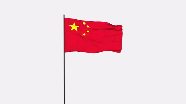 China Flag Animation 4K Transparent Background with Alpha Channel