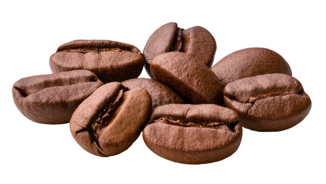 Roasted coffee beans pile rich brown color, textured surface