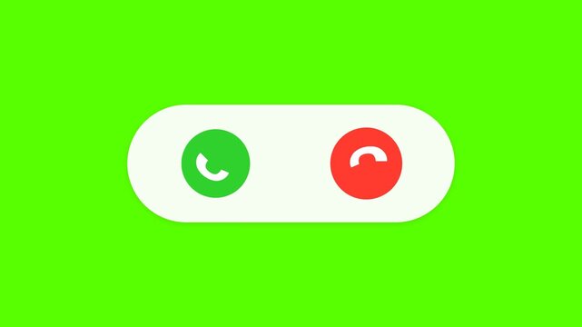 Modern UI Phone Call Buttons Green Screen Loop Animation