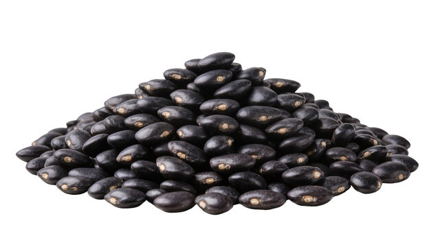 Heap of black beans with smooth texture and light brown eye