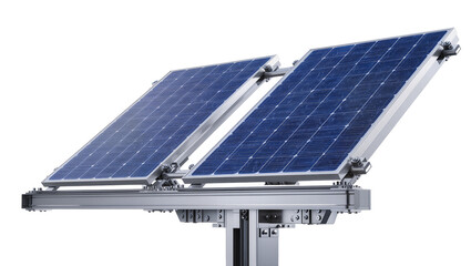 Two blue solar panels on metal mounting structure © Emma