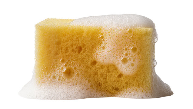 Yellow sponge with abundant white foam and bubbles